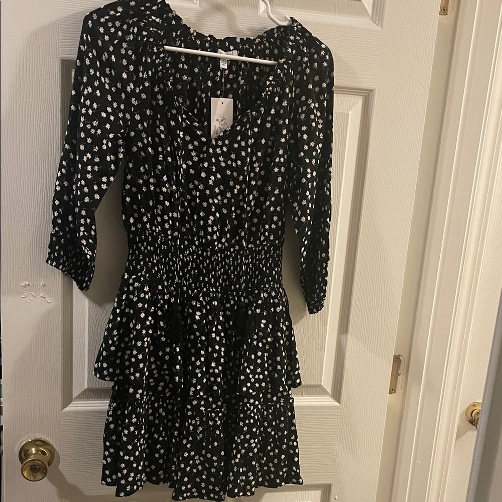 Patrons of Peace Small Black and White Floral Mini Dress